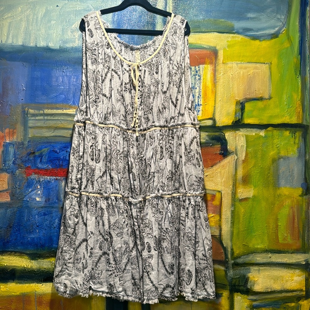 Intimately Free People Sundown Nightie blue floral tiered mini dress small